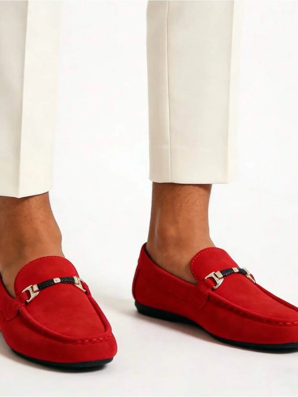 Men's Dark Red Suede Bit Loafers
